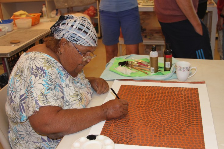 Aboriginal painting in progress
